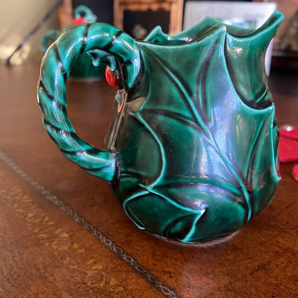 Vintage Lefton Set Creamer & Sugar bowl w/lid-Holly Berries #1355 - Picture 4 of 16